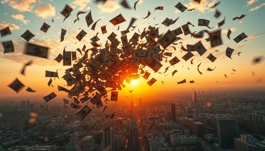 Digital whirlwind of currency over cityscape, Intel TikTok US Sovereign Wealth Fund.
