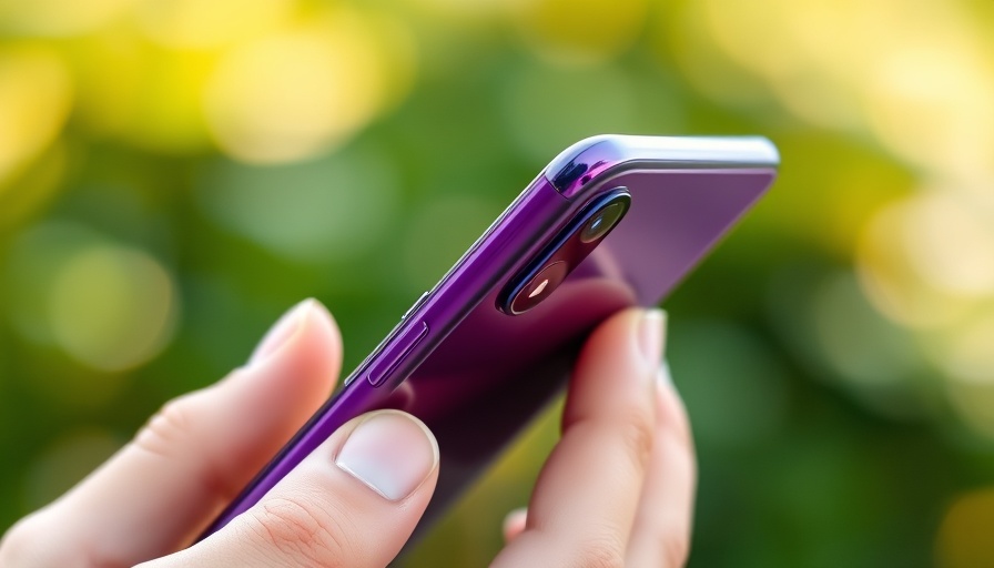Close-up of purple iPhone showing camera buttons in natural light.