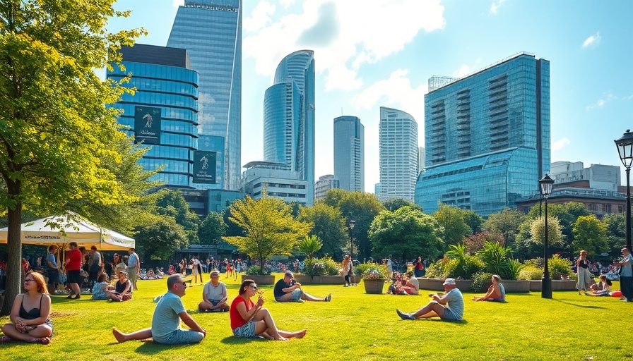 August Bank Holiday in London, people enjoying sunshine in park.