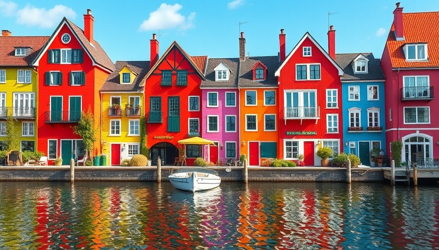 Seaside townhouses showcasing Balamory-inspired paint trend.