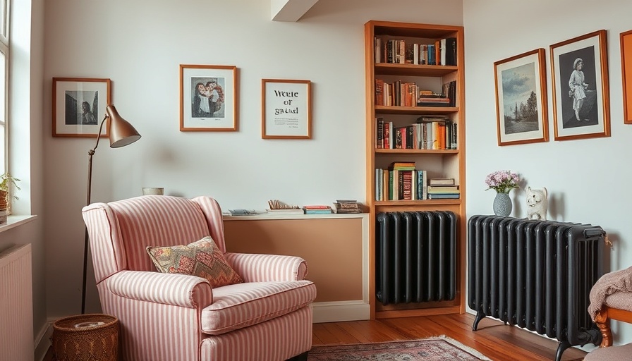 Cozy nook in living room with striped chair and shelves, related to Ofgem price cap increase.