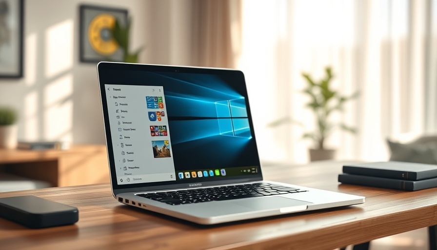 Modern laptop showing Windows 11 update in smart home setting.