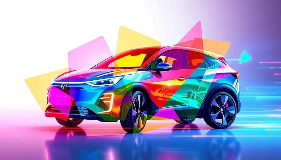 Colorful abstract EV graphic representing fall of Fisker startup.
