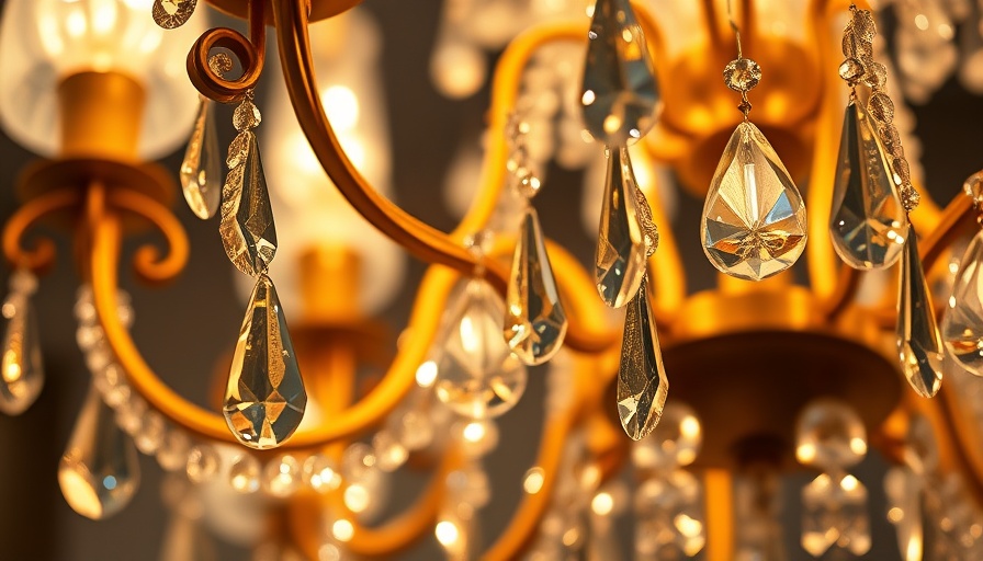 Sparkling chandelier close-up with warm lighting enhancing details.