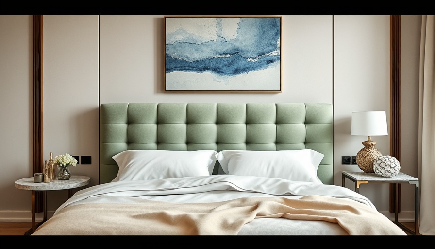 Aesthetic bedroom featuring green paneled headboard and white bedding.