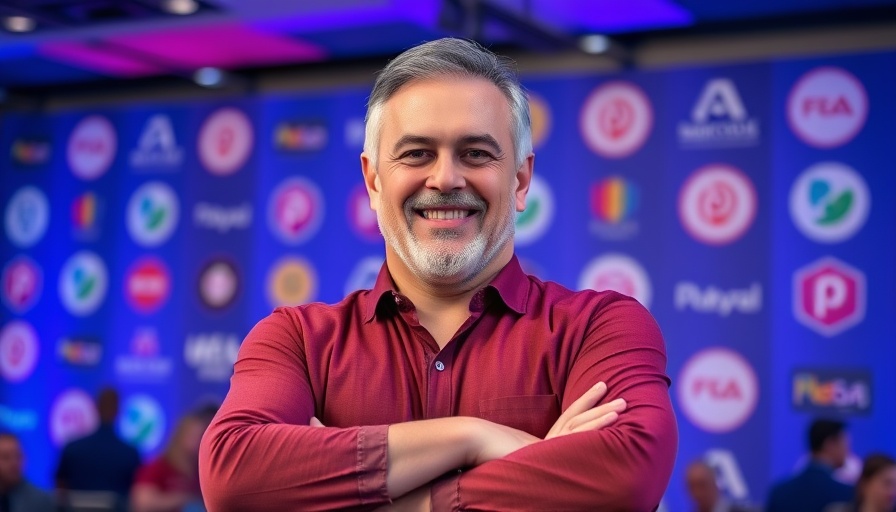 Friendly man at branded event, ideal for articles on decluttering for home sale