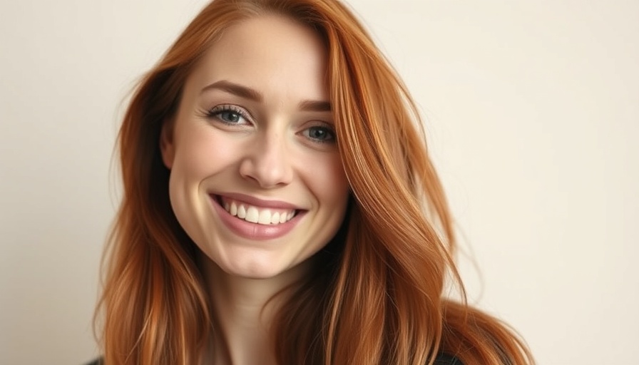 Close-up portrait of a smiling woman with red hair, maximum loan-to-value on JBSP mortgages background.