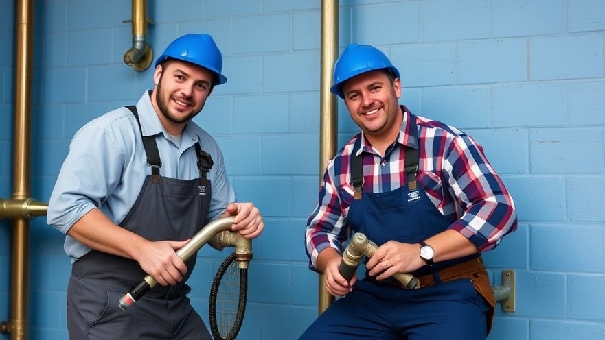 Two plumbers working together to fix a sink pipe.