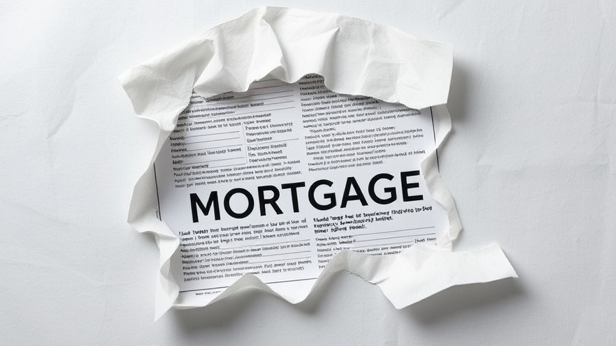 Ripped mortgage document highlighting housing market challenges and financial crisis.