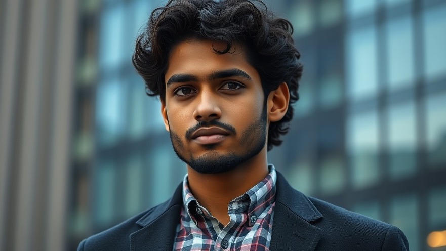 Young Indian man in blazer showcasing data science education in finance.