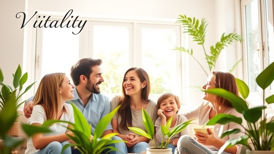 Bright family interior promoting Indoor Air Quality with natural light and greenery.