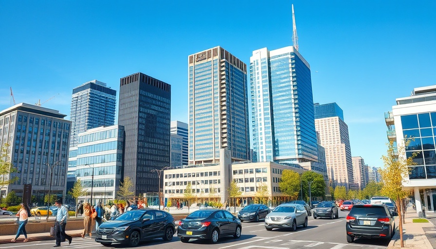Modern business district showcasing economic development in Northwest Indiana.