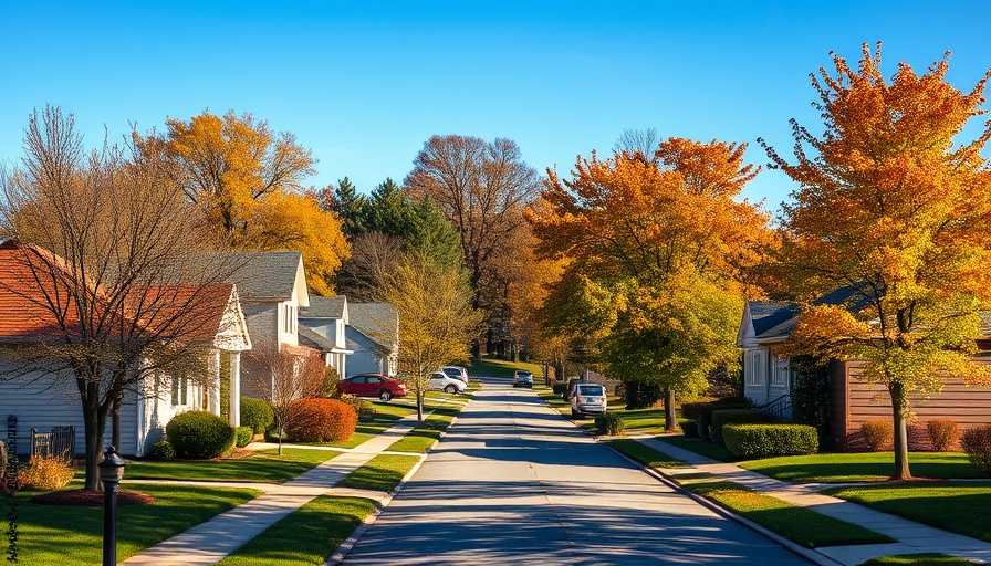 Suburban Indiana neighborhood in autumn, featuring consumer prices change context.
