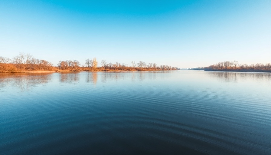 Scenic view of river at Terre Haute riverfront development, calm waters.