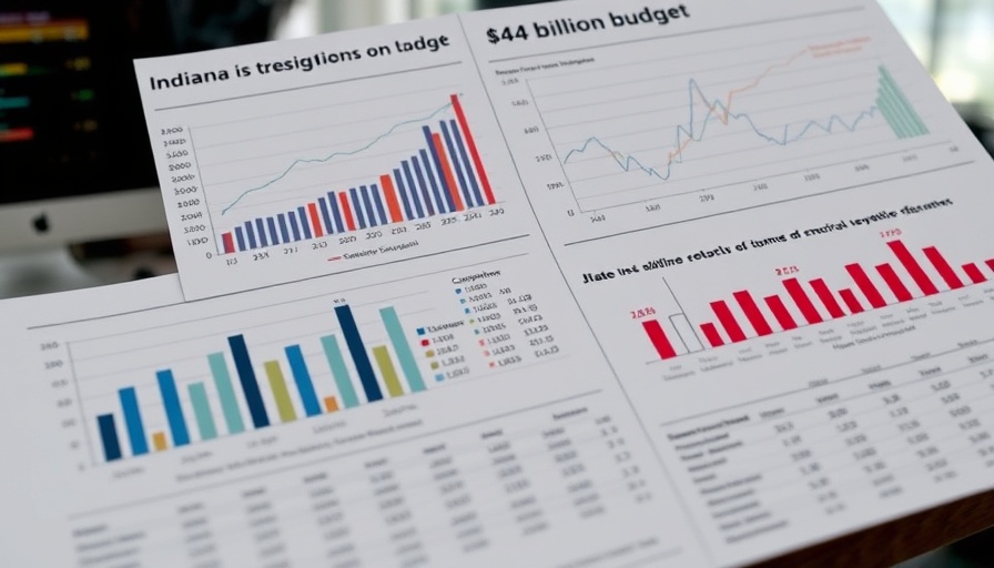 Chart representing Indiana $44 billion budget with analytical graphs.