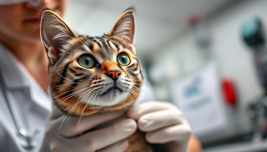 Veterinarian examining cat for H5N1 strain in clinic.