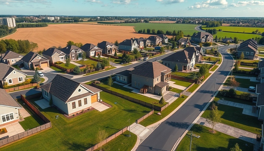 Tippecanoe County Housing Development aerial view of suburban area.