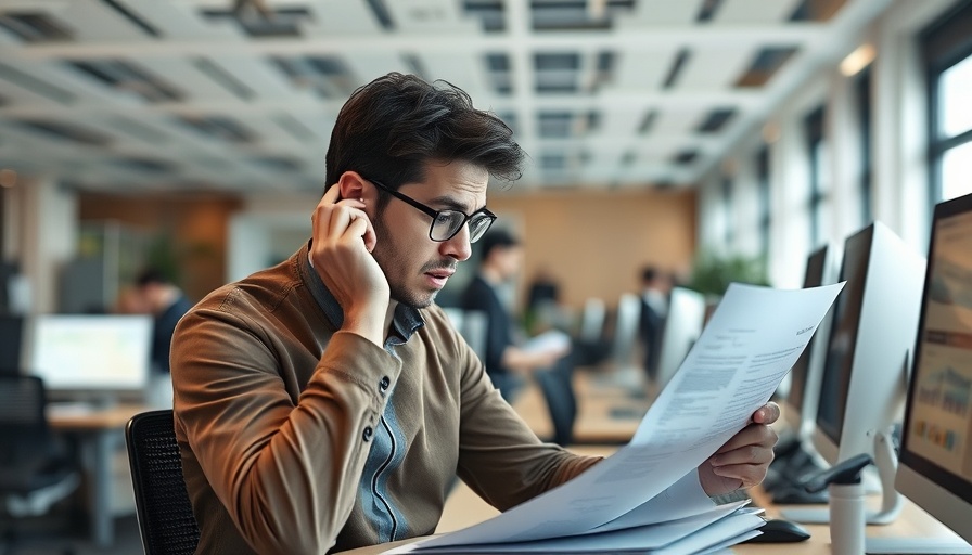 Office worker frustrated with paperwork amid digital grant program halt.