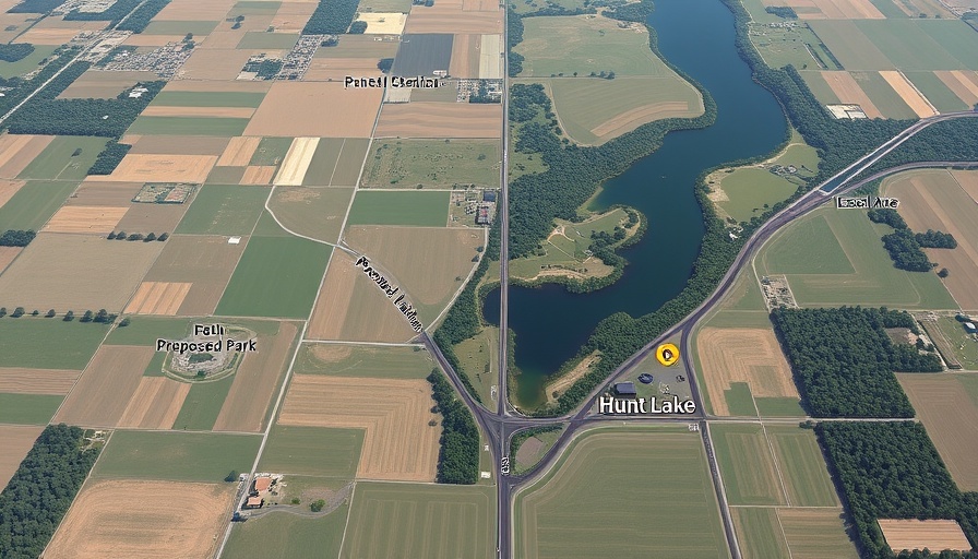 Aerial map of proposed park site near Hunt Lake in LaPorte County