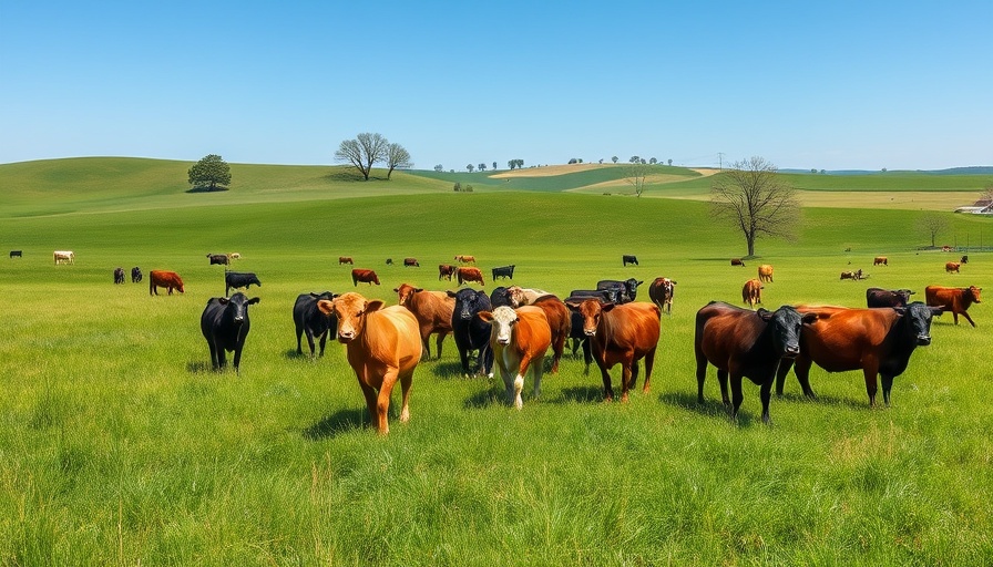 Rebuilding cattle herds in Indiana on a green pasture.