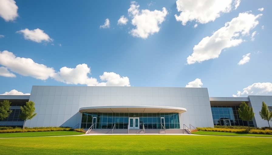 Modern design of Indianapolis Motor Speedway Museum Restoration Shop in sunny Indiana.