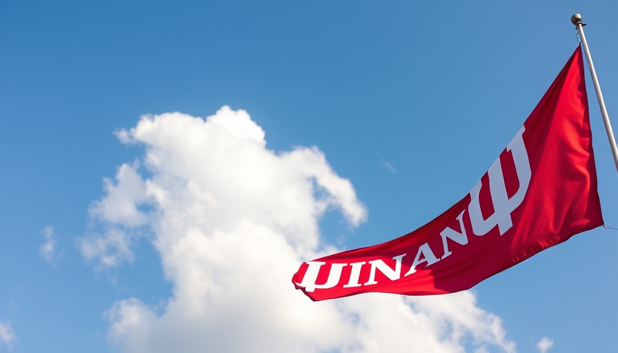 Indiana University banner against blue sky