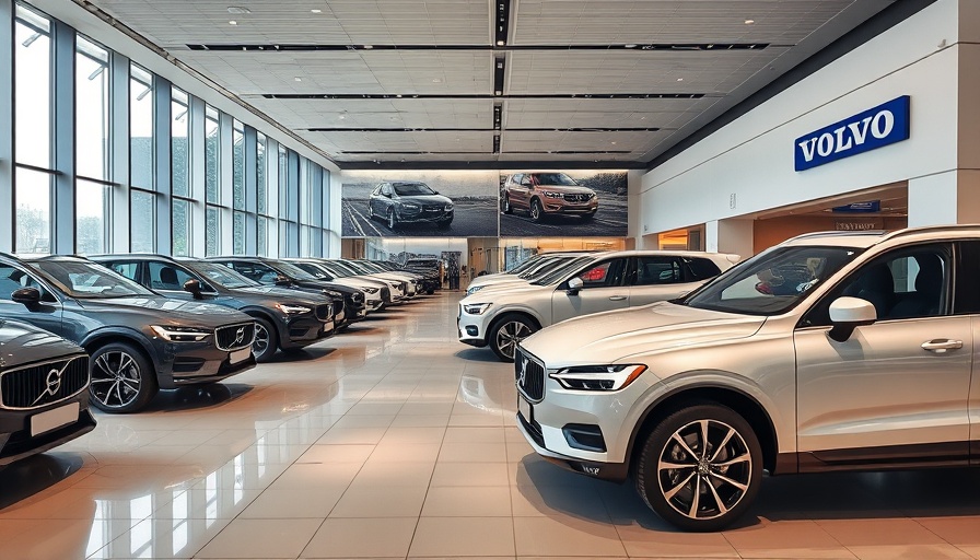 Volvo showroom showcasing customer tariffs display.