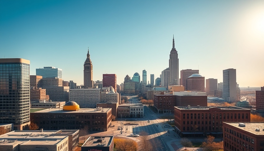 Indiana tax breaks for economic development with city skyline.