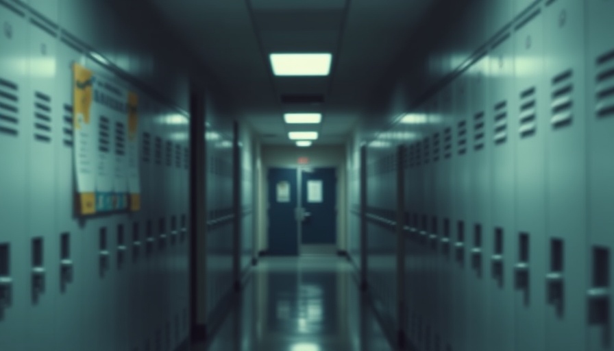 Blurry school hallway with lockers, Indianapolis charter school financial misconduct theme.