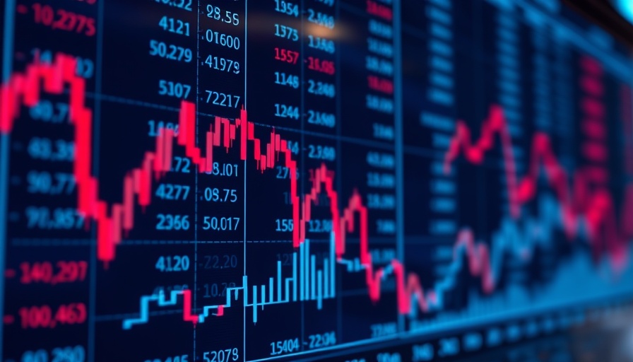 Financial graph indicating decline over financial data background
