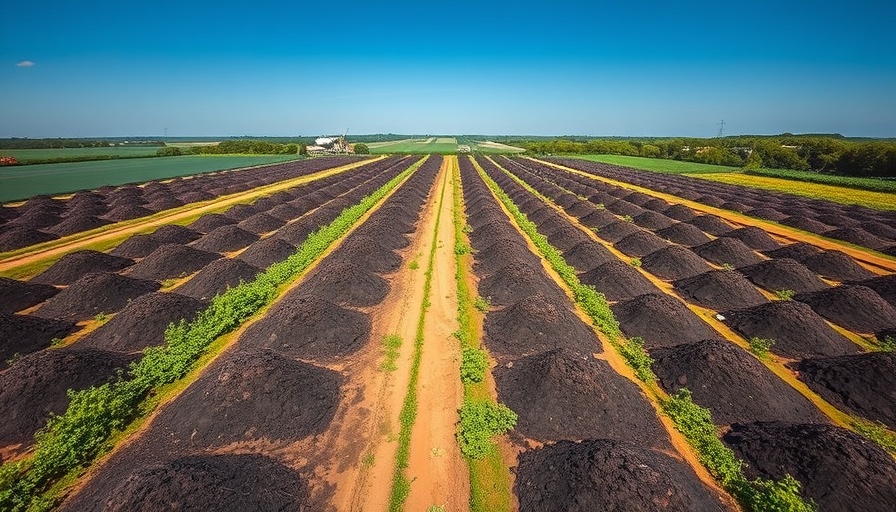 Aerial view of composting site in avian influenza management.