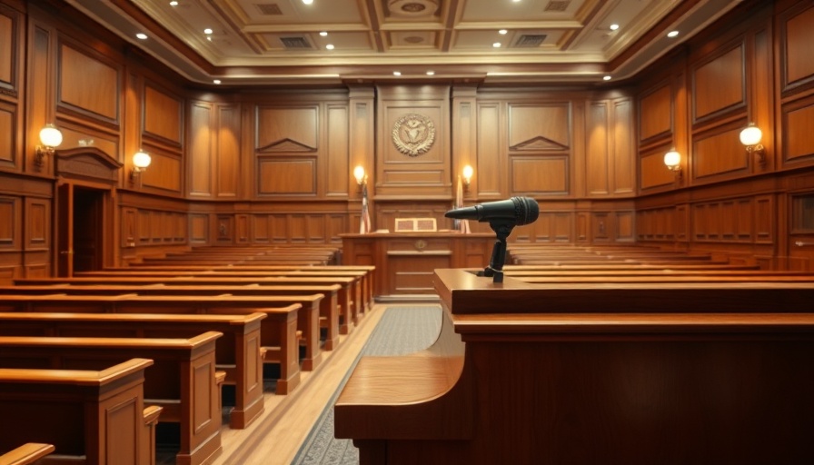 Courtroom interior with focus on microphone for Indiana right to speak at sentencing.