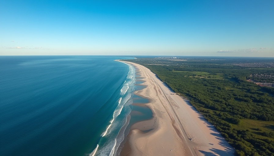 Aerial view of Lake Michigan beach, part of Northwest Indiana RDA strategic plan.