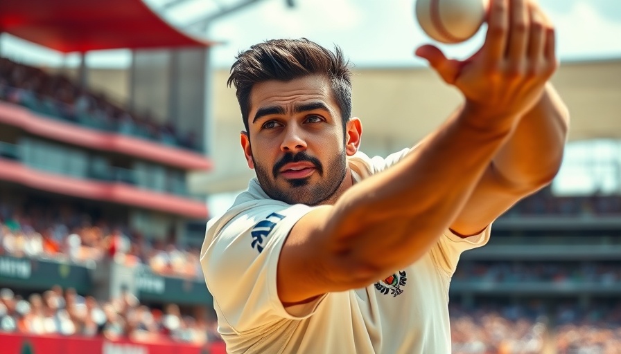 Ravichandran Ashwin bowling in a vibrant stadium, motion capture.