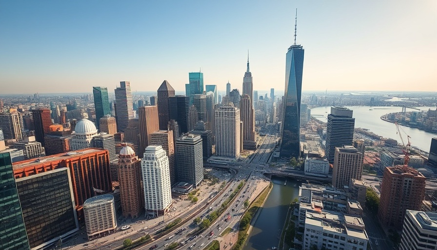 Aerial view of thriving cityscape reflecting Michigan City economic progress.