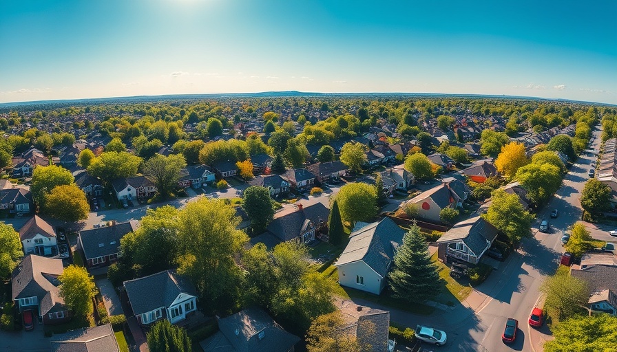 Aerial view of neighborhood illustrating Tippecanoe County housing issues.