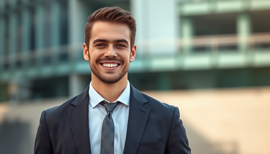 Indiana State University's New CFO in a suit, smiling confidently outdoors.