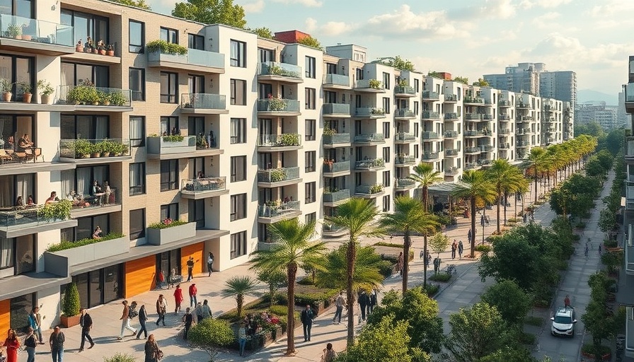 Modern urban housing complex in Hammond redevelopment project.