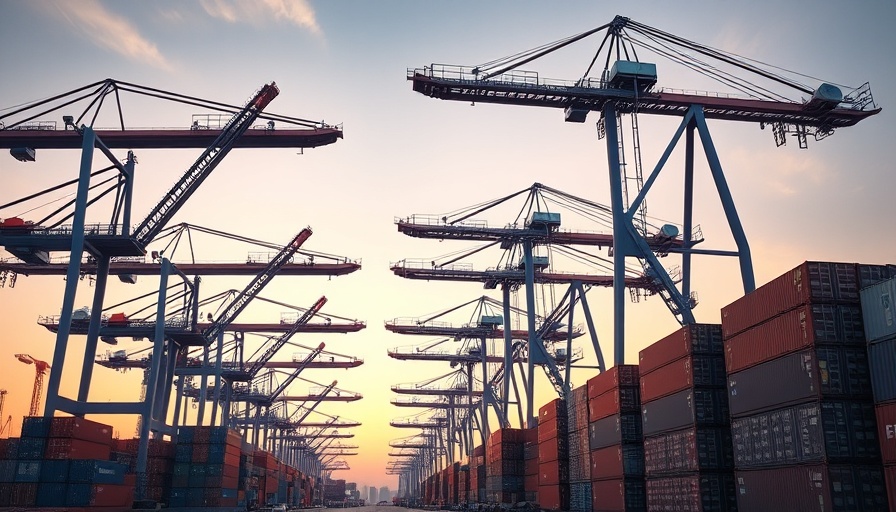 Cranes at port symbolizing China and US manufacturing job loss.