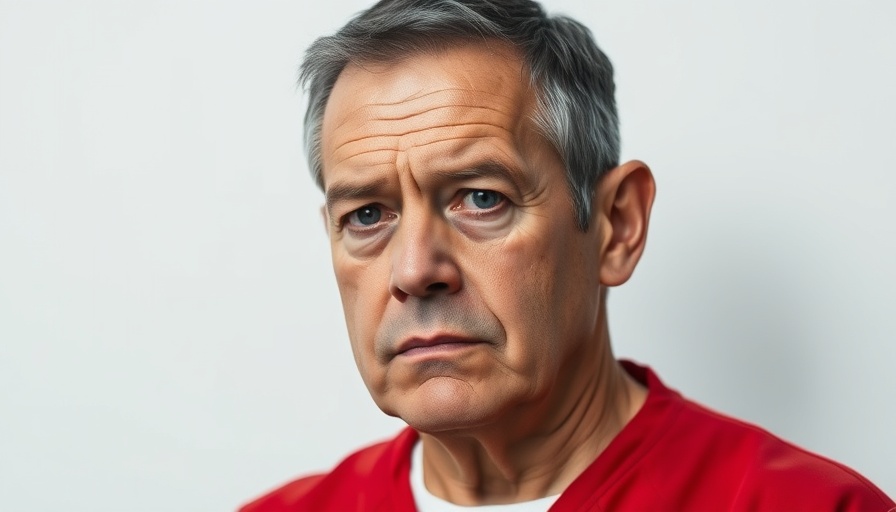 Indiana prison uniform portrait, serious expression.
