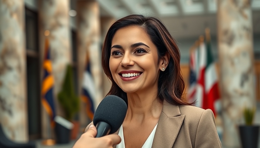 Confident woman being interviewed about US student visa applications open.
