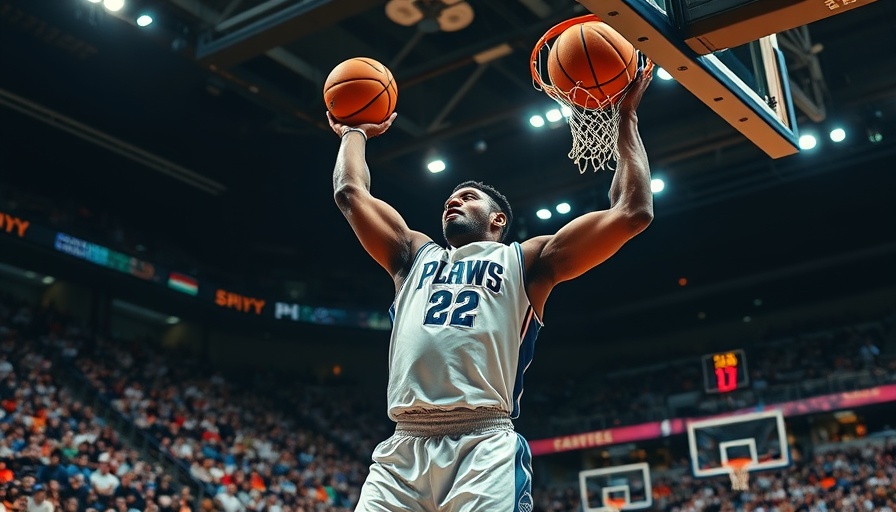 Grizzlies player dunking basketball in a game arena.