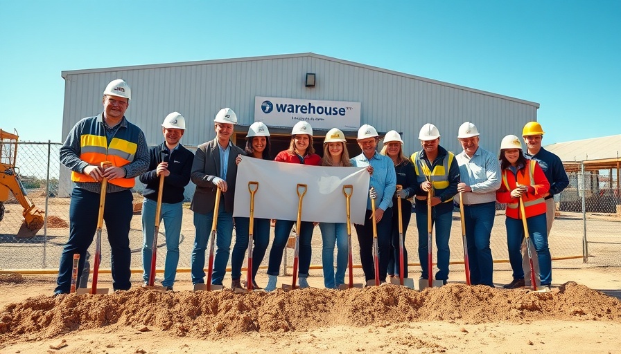 Bunker Hill warehouse development groundbreaking ceremony with attendees.