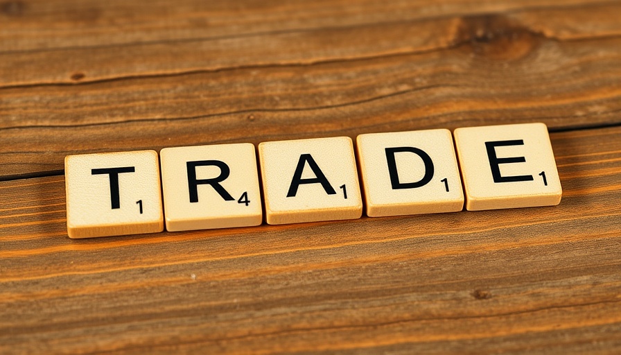 Scrabble tiles spelling 'TRADE' on wooden surface, related to Taiwan avoiding US tariffs.