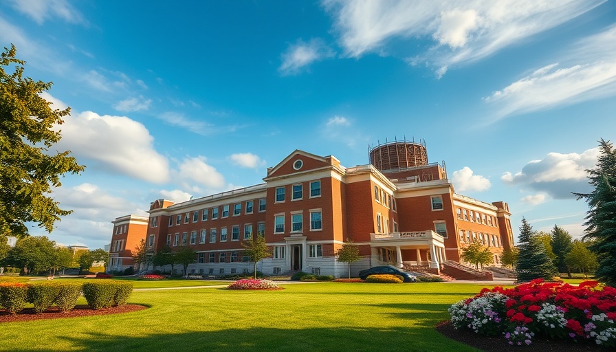 Marian University VA hospital campus overhaul showcasing historic building and landscaping.