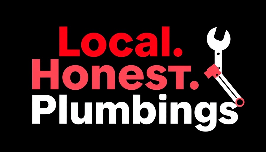 Local plumbing services banner with bold text and wrench logo.