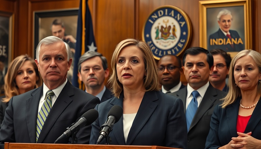 Indiana Financial Reserves press conference with officials at a podium.