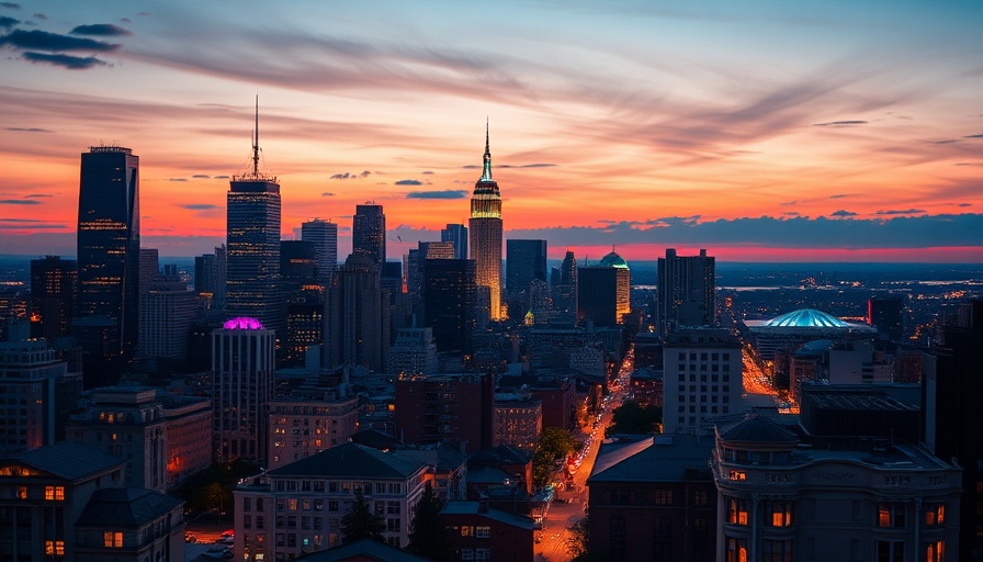 City skyline at dusk symbolizing curfew discussions in Marion County.