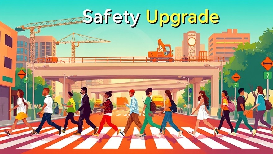 Hammond infrastructure improvements: vibrant scene of pedestrians near a safety upgrade.