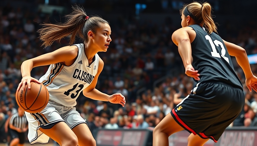 Basketball players in action during an intense game.